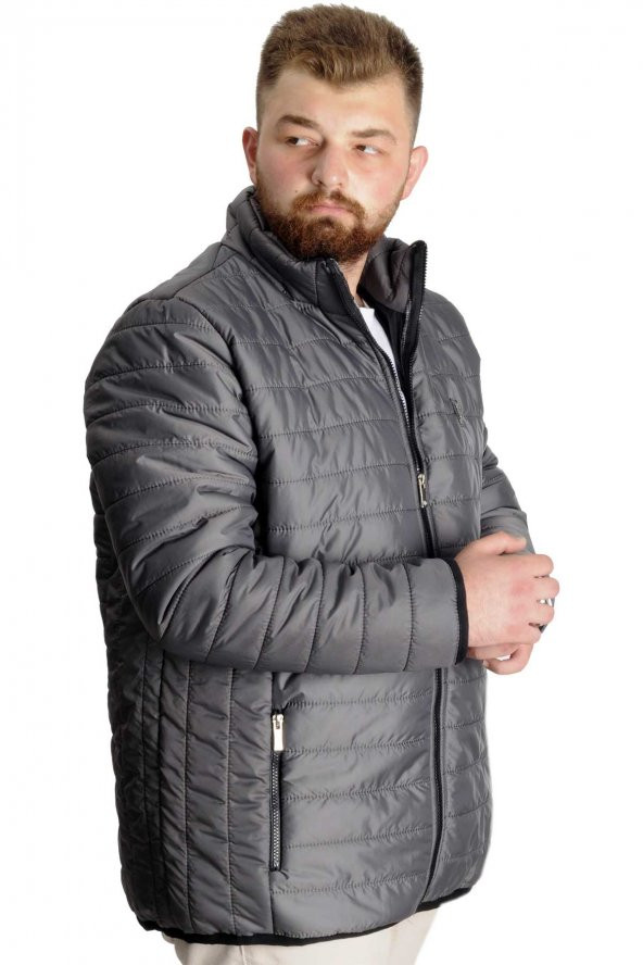 Mode XL Büyük Beden Erkek Mont Kapitone  23604 Antrasit - 3