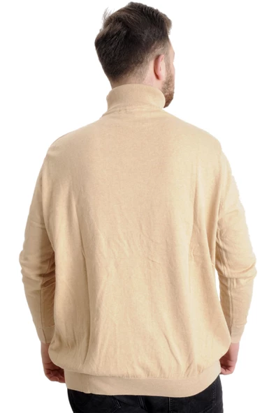 Mode XL Büyük Beden Erkek Kazak Balıkçı Yaka 22205 Bej - 4