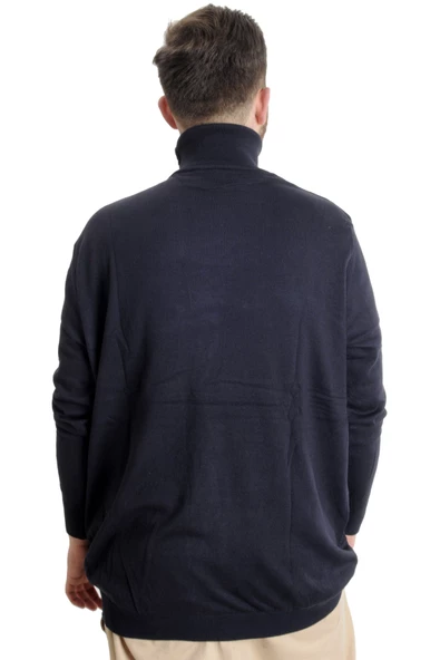 Mode XL Büyük Beden Erkek Kazak Balıkçı Yaka 22205 Koyu Lacivert - 4