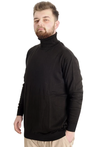 Mode XL Büyük Beden Erkek Kazak Balıkçı Yaka 22205 Kahverengi - 3