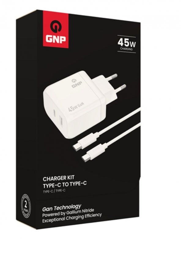 Genpa GNP 45W GAN Şarj Adaptörü ve Type-C Kablo Beyaz Genpa Garantili - 2