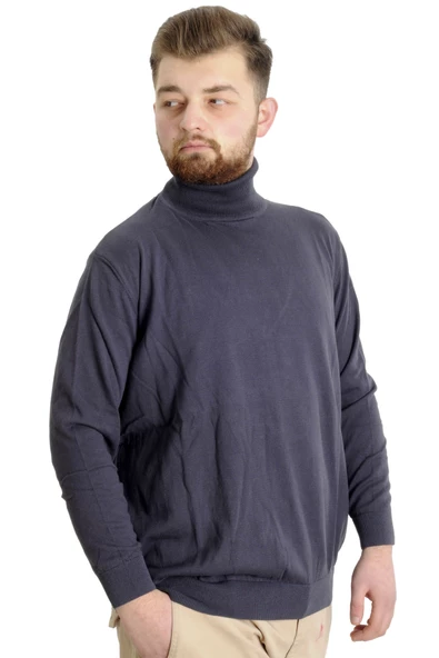 Mode XL Büyük Beden Erkek Kazak Balıkçı Yaka 22205 Fume - 2