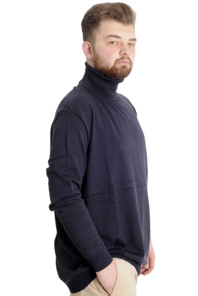 Mode XL Büyük Beden Erkek Kazak Balıkçı Yaka 22205 Koyu Lacivert - 3