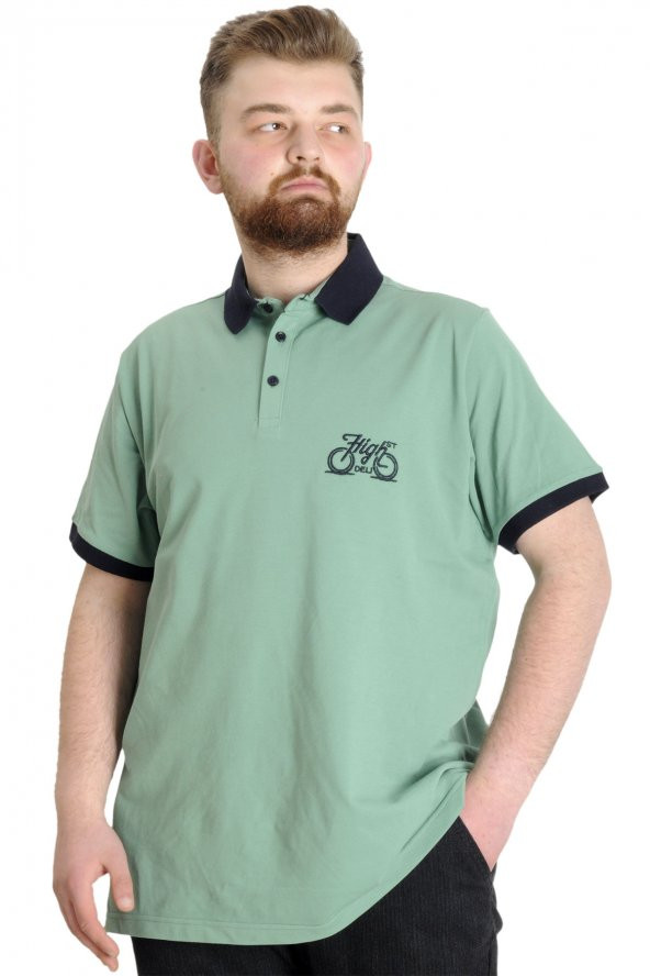Mode XL Büyük Beden Erkek Polo T-shirt HIGH 23346 Çağla - Resim 2