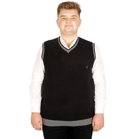 Mode XL Büyük Beden Erkek Süeter Vanize Selanik 20547 Siyah