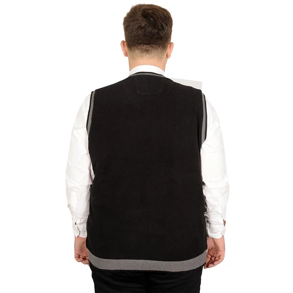 Mode XL Büyük Beden Erkek Süeter Vanize Selanik 20547 Siyah - 2