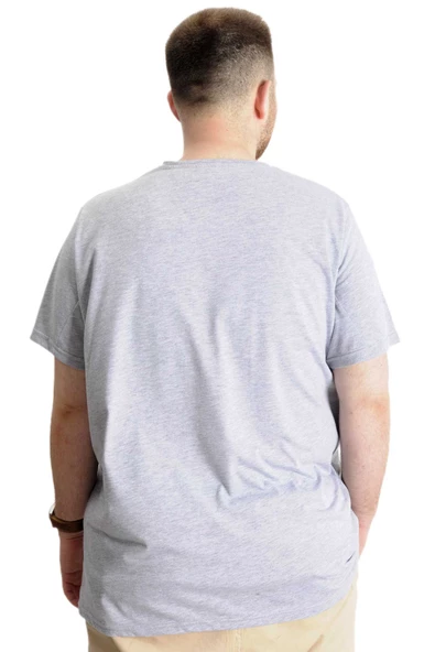 Mode XL Büyük Beden Erkek T-Shirt Bis Yaka Fragmented 23133 Grimelanj - 4
