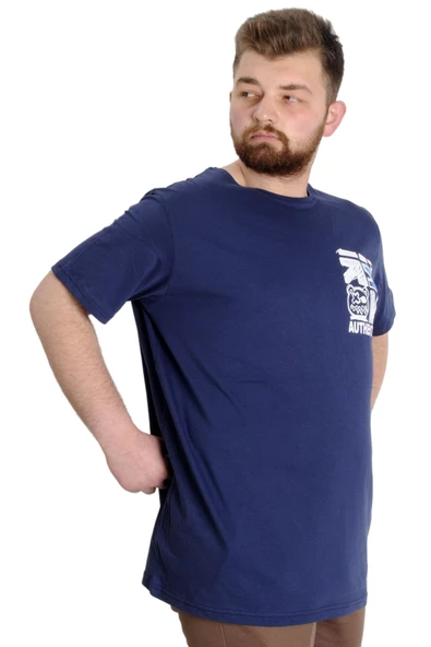 Mode XL Büyük Beden Erkek T-shirt AUTHENTIC 23140 İndigo - 3