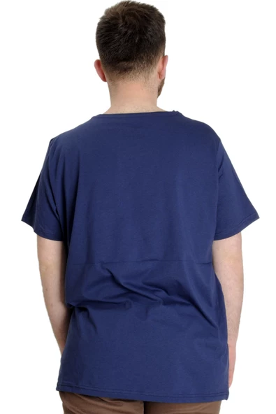 Mode XL Büyük Beden Erkek T-shirt AUTHENTIC 23140 İndigo - 4