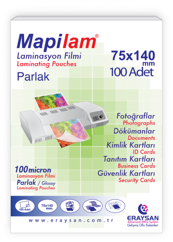 MAPİLAM-100MİC.75X140 PARLAK POLYESTER 100