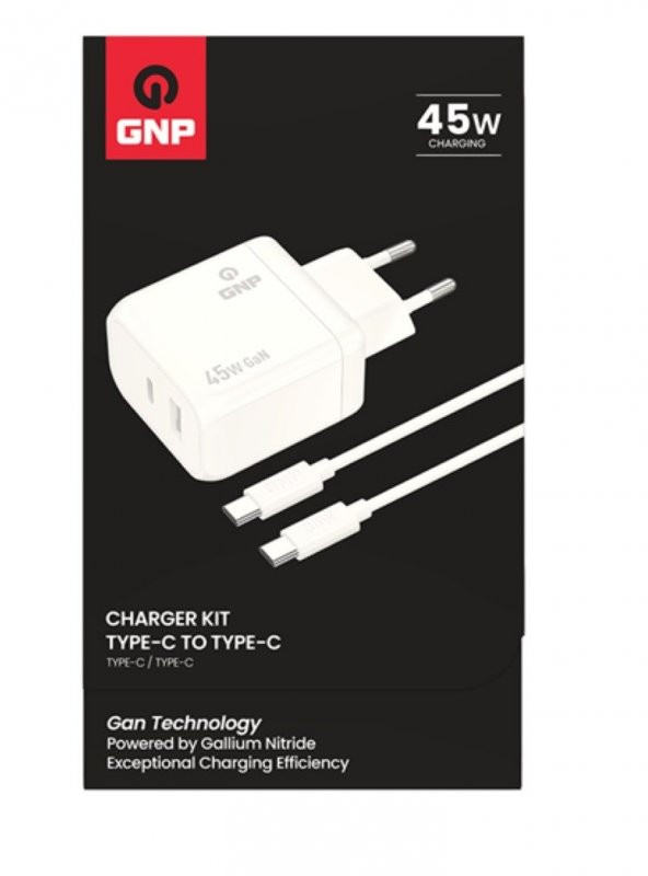 Genpa GNP 45W GAN Şarj Adaptörü ve Type-C Kablo Beyaz Genpa Garantili