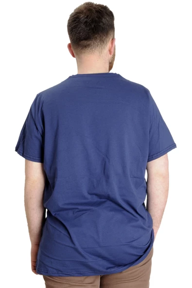 Mode XL Büyük Beden Erkek T-shirt TELEPATHIC 23132 İndigo - 4