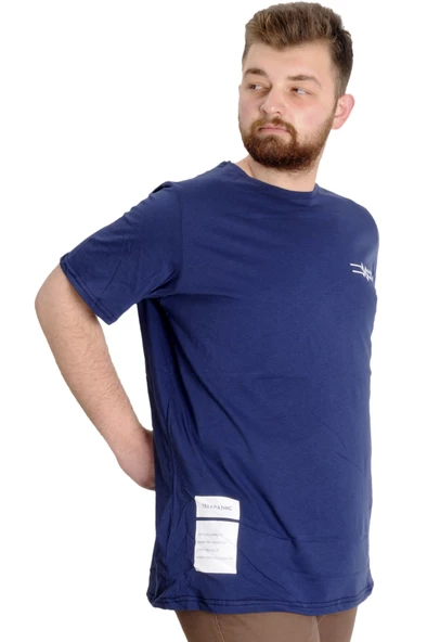 Mode XL Büyük Beden Erkek T-shirt TELEPATHIC 23132 İndigo - 3
