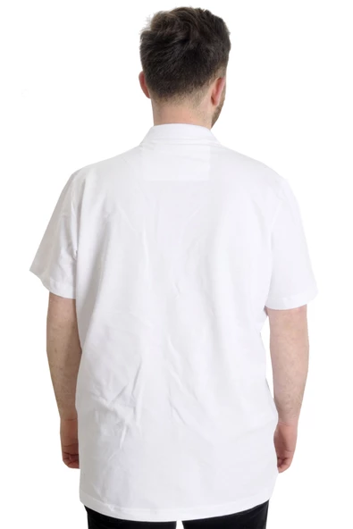 Mode XL Büyük Beden Erkek T-shirt Polo FRAGMENTED 23325 Beyaz - Resim 4