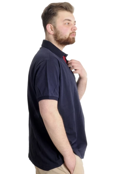 Mode XL Büyük Beden Erkek T-shirt Polo OCEAN JOURNEY 23319 Lacivert - 3