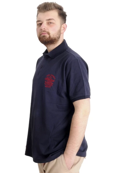 Mode XL Büyük Beden Erkek T-shirt Polo OCEAN JOURNEY 23319 Lacivert - 2