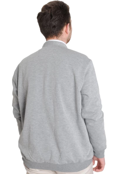 Mode XL Büyük Beden Erkek Hırka Düğmeli DOUBLE FACE 20551 Grimelanj - 4