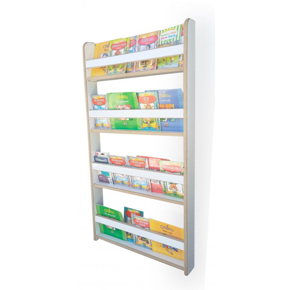 Montessori Çocuk Odası Eğitici Kitaplık 4 Raflı Mdf Kitaplık - Duvar Rafı - 4