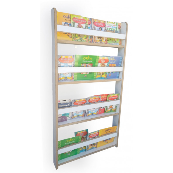 Montessori Çocuk Odası Eğitici Kitaplık 4 Raflı Mdf Kitaplık - Duvar Rafı - 6