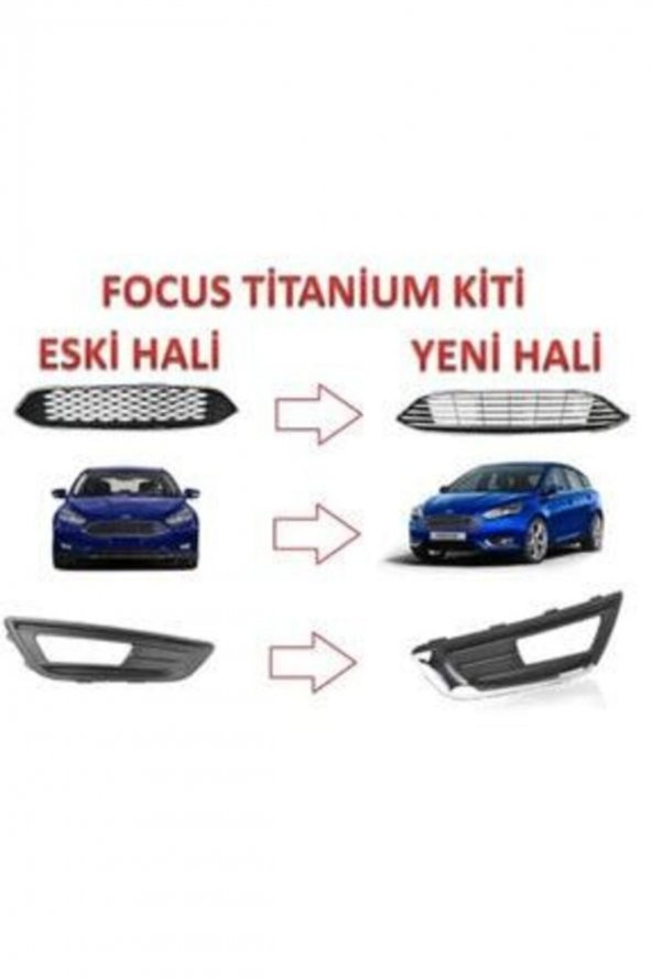 Ford Focus Titanium Ön Panjur Ve Sis Far Çerçeve Kiti 2015-2018 - 2
