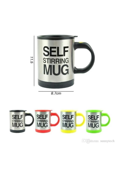 Kendi Kendini Karıştıran Mikser Kupa Termos Bardak; Self Stirring Mug - Siyah - 3