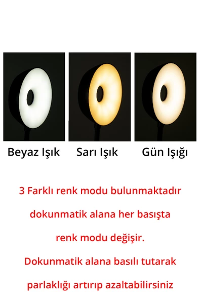 Şarzlı Masa Lambası Dekoratif Ledli Masa Lambası Dokunmatik Masa Lambası 3 Mod Dimmerli - 4