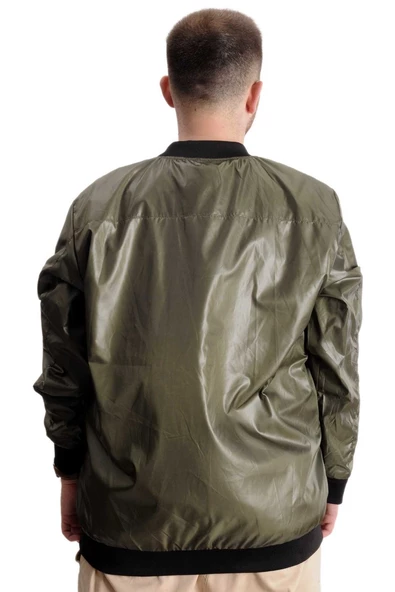 Mode XL Büyük Beden Erkek Kolej Mont Fermuarlı Jesica 22612 Haki - 5