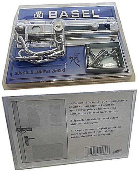 Sürgülü Emniyet Kapı Zinciri (Saten) Çelik Kapı Zinciri - 3