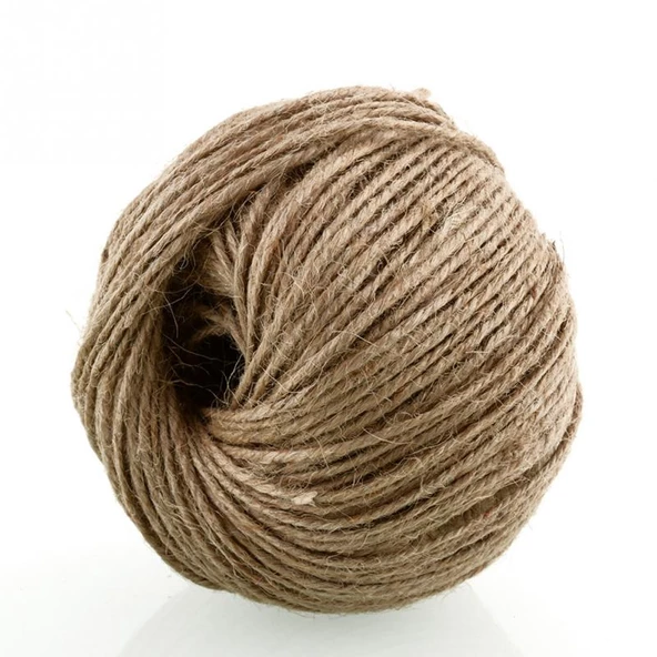 Naturel Doğal Jüt İp Hasır İp Süsleme İpi 100 gr-100 metre (2mm Kalınlık) (10 Adet) - 5