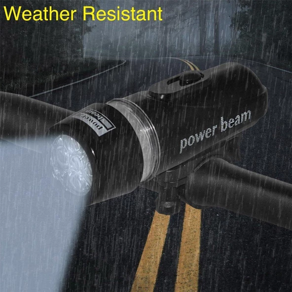 Led Bisiklet Lambası Feneri Ön Far Işık Aydınlatma ( Pil Dahil) Siyah Renk - 8