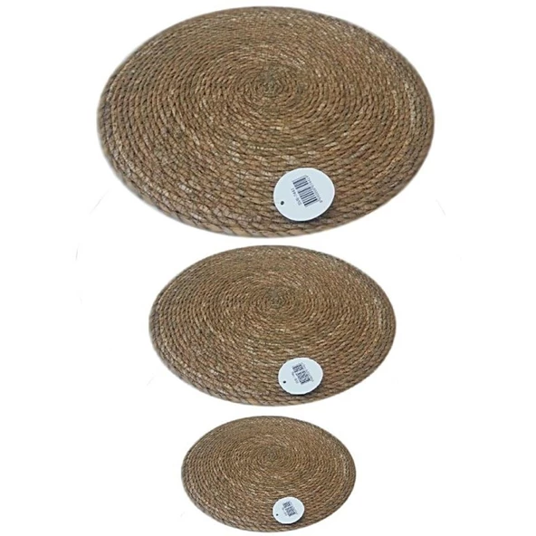 Amerikan Hasır Servis Supla Örme Bambu İnce Hasır 6 Adet (35 cm) - 3