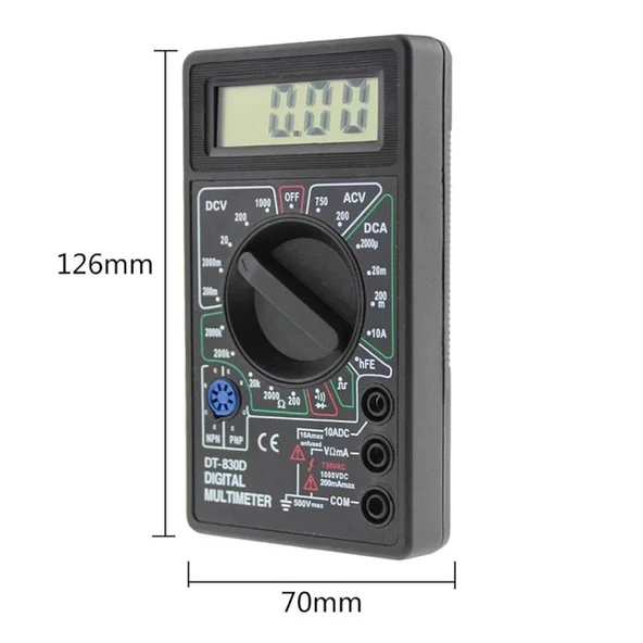 Dijital Avometre Multimetre Ölçü Aleti DT830D Buzırlı Problar Dahil - 3