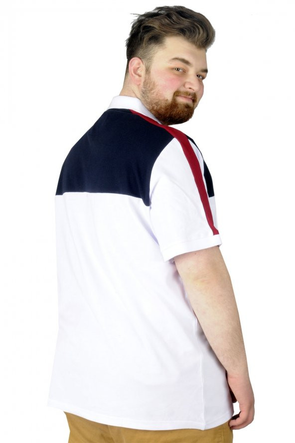 Mode XL Büyük Beden T-Shirt Polo When You Are 22334 Beyaz - Resim 2