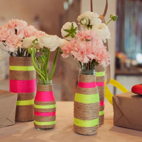 Naturel Doğal Jüt İp Hasır İp Süsleme İpi 100 gr-100 metre (2mm Kalınlık) (10 Adet) - 4