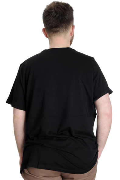 Mode XL Büyük Beden Erkek T-shirt BEST SCORE 23134 Siyah - Resim 4