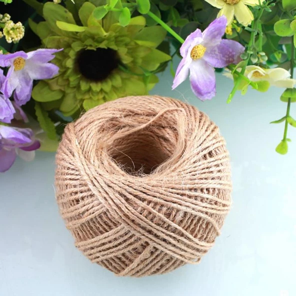 Naturel Doğal Jüt İp Hasır İp Süsleme İpi 100 gr-100 metre (2mm Kalınlık) (5 Adet) - 6