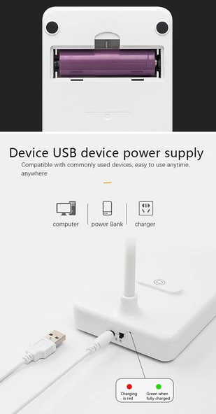 Ledli Dokunmatik Masa Lambası 3 Kademeli Akrobat Şarjlı ve Usb Masa Lambası Katlanabilir 30 Ledli Ma - 4