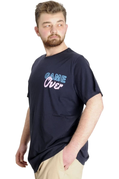 Mode XL Büyük Beden Erkek T-shirt GAME OVER 23130 Lacivert - 3