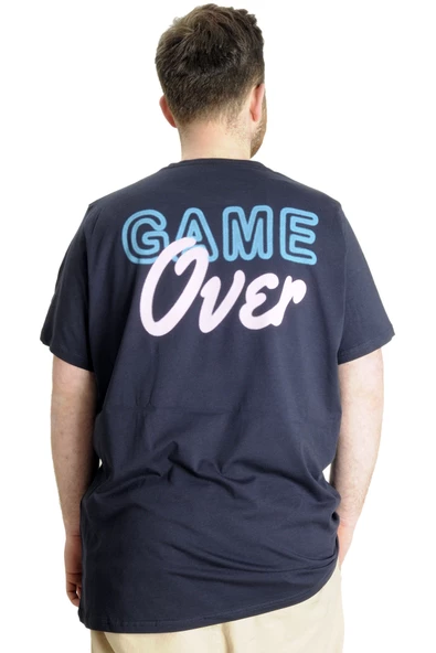 Mode XL Büyük Beden Erkek T-shirt GAME OVER 23130 Lacivert - 2