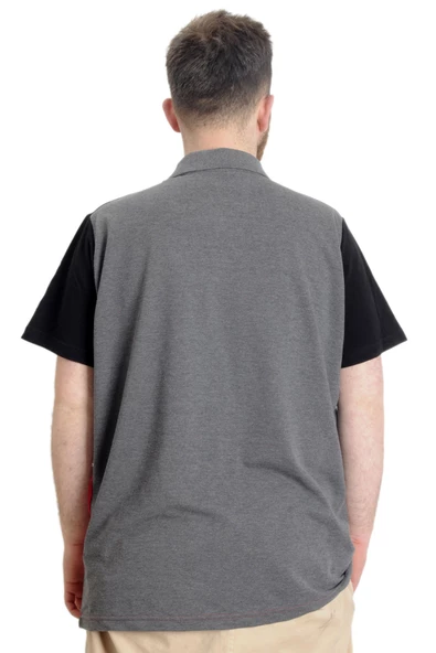 Mode XL Büyük Beden Erkek T-shirt Polo CLUB 23326 Antramelanj - Resim 4