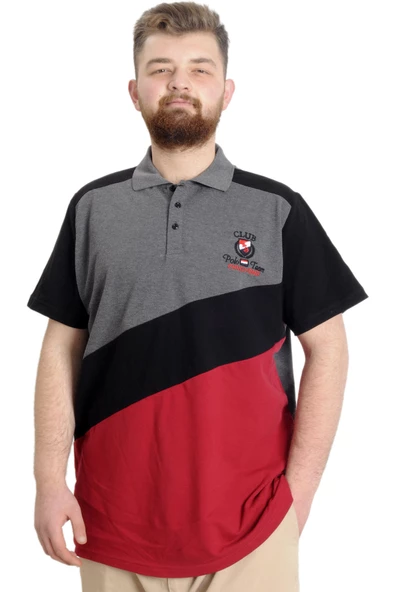 Mode XL Büyük Beden Erkek T-shirt Polo CLUB 23326 Antramelanj ürün görseli