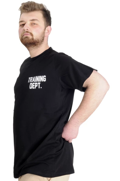 Mode XL Büyük Beden Erkek T-shirt TRAINING DEPT 23128 Siyah - 3