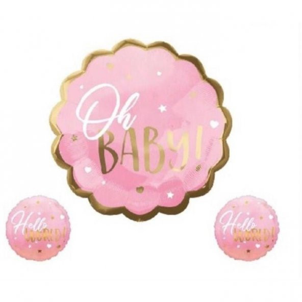 Hello Baby Pembe 3 lü Folyo Balon