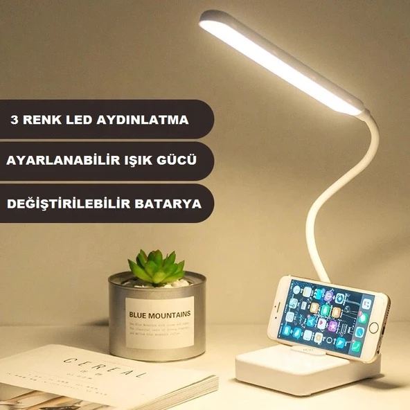 Ledli Dokunmatik Masa Lambası 3 Kademeli Akrobat Şarjlı ve Usb Masa Lambası Katlanabilir 30 Ledli Ma - 2