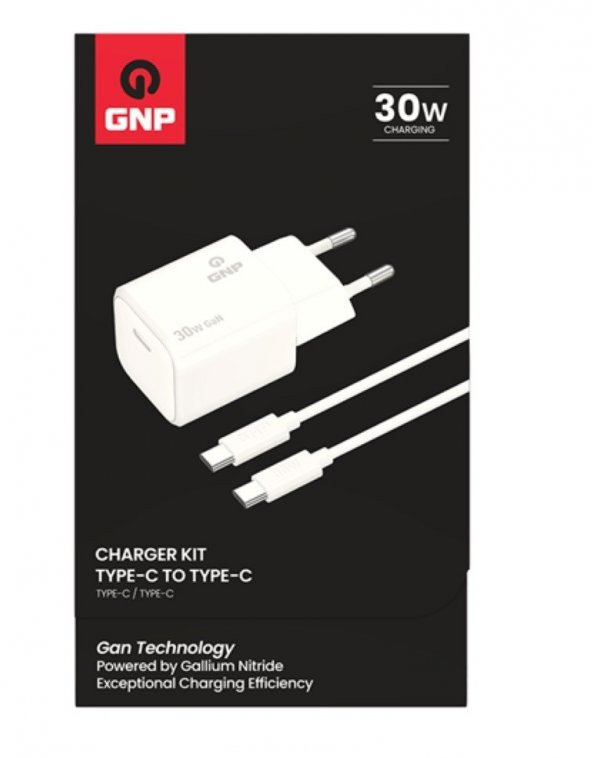 Genpa GNP 30W GAN Şarj Adaptörü ve Type-C Kablo Beyaz Genpa Garantili