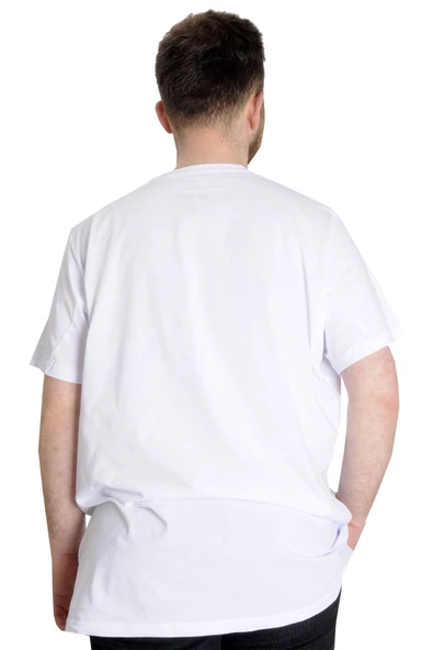 Mode XL Büyük Beden Erkek T-shirt MUHAMMED ALI 23160 Beyaz - 4