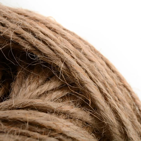 Naturel Doğal Jüt İp Hasır İp Süsleme İpi 100 gr-100 metre (2mm Kalınlık) (1 Adet) - 3
