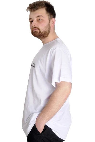 Mode XL Büyük Beden Erkek T-shirt MUHAMMED ALI 23160 Beyaz - 3