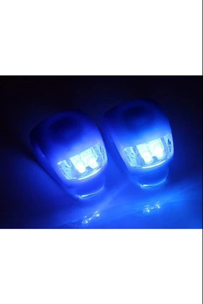 Mavi Renkli Bisiklet Lambası İki Adet Ledli Bisiklet Lambası Silikonlu Mavi Lamba - 2