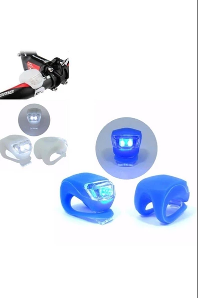 Mavi Renkli Bisiklet Lambası İki Adet Ledli Bisiklet Lambası Silikonlu Mavi Lamba - 5